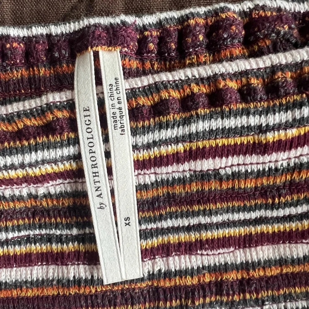 Anthropologie Multicolor Striped Puff Sleeve Blouse